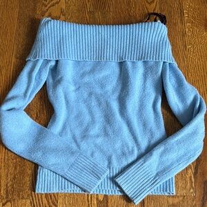 Chic Blue Off-the-Shoulder Sweater